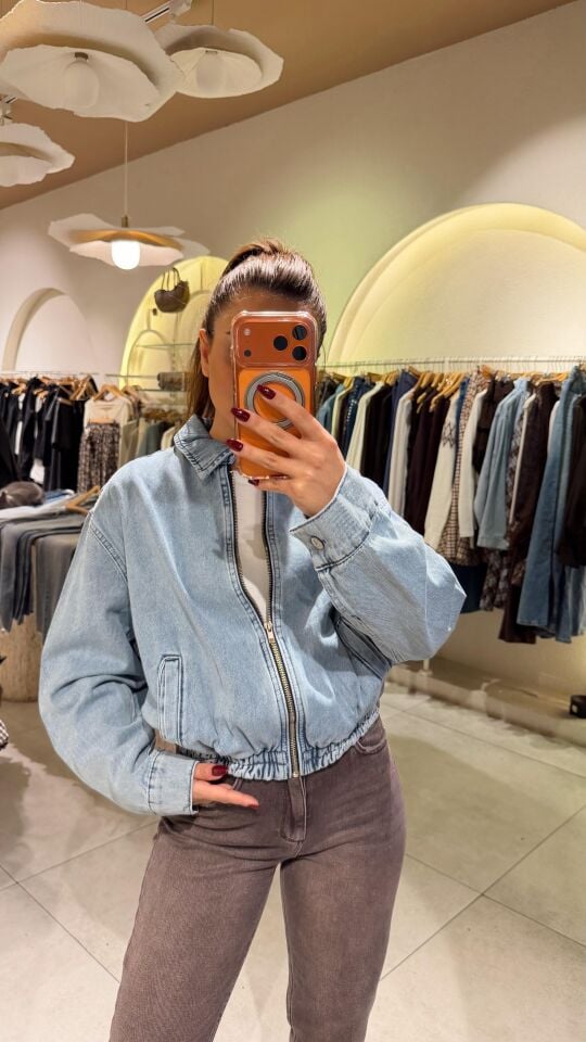 Denim Bomber Açık Mavi