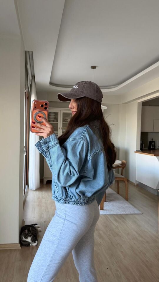 Denim Bomber Açık Mavi