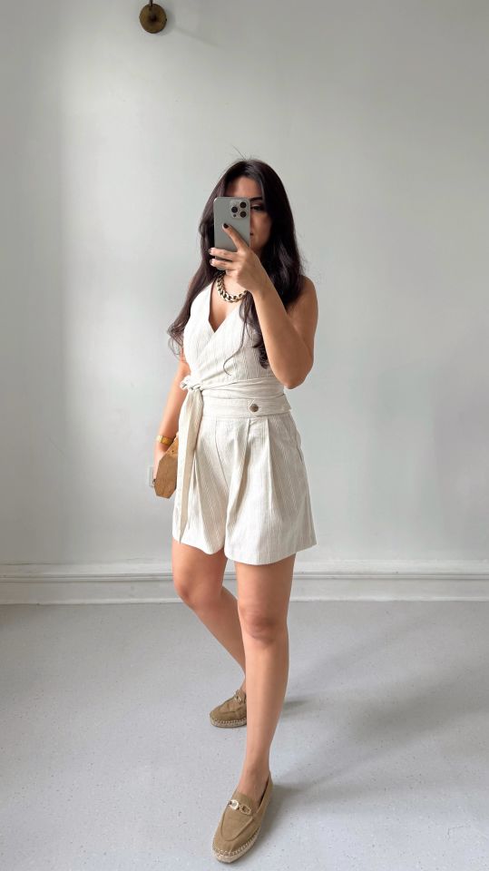 Kuşaklı Keten Bluz