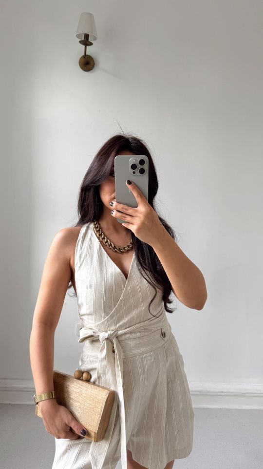 Kuşaklı Keten Bluz