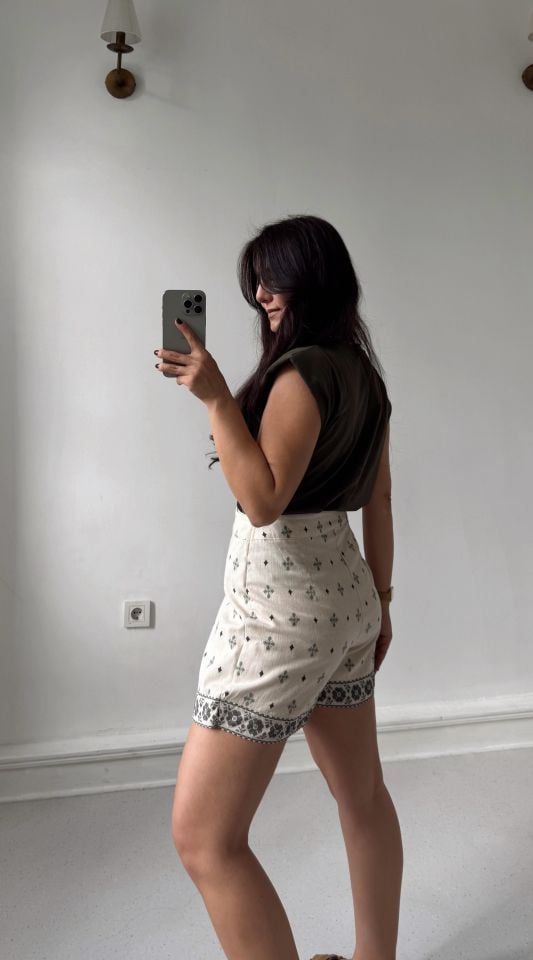 Keten Roma Şort Etek