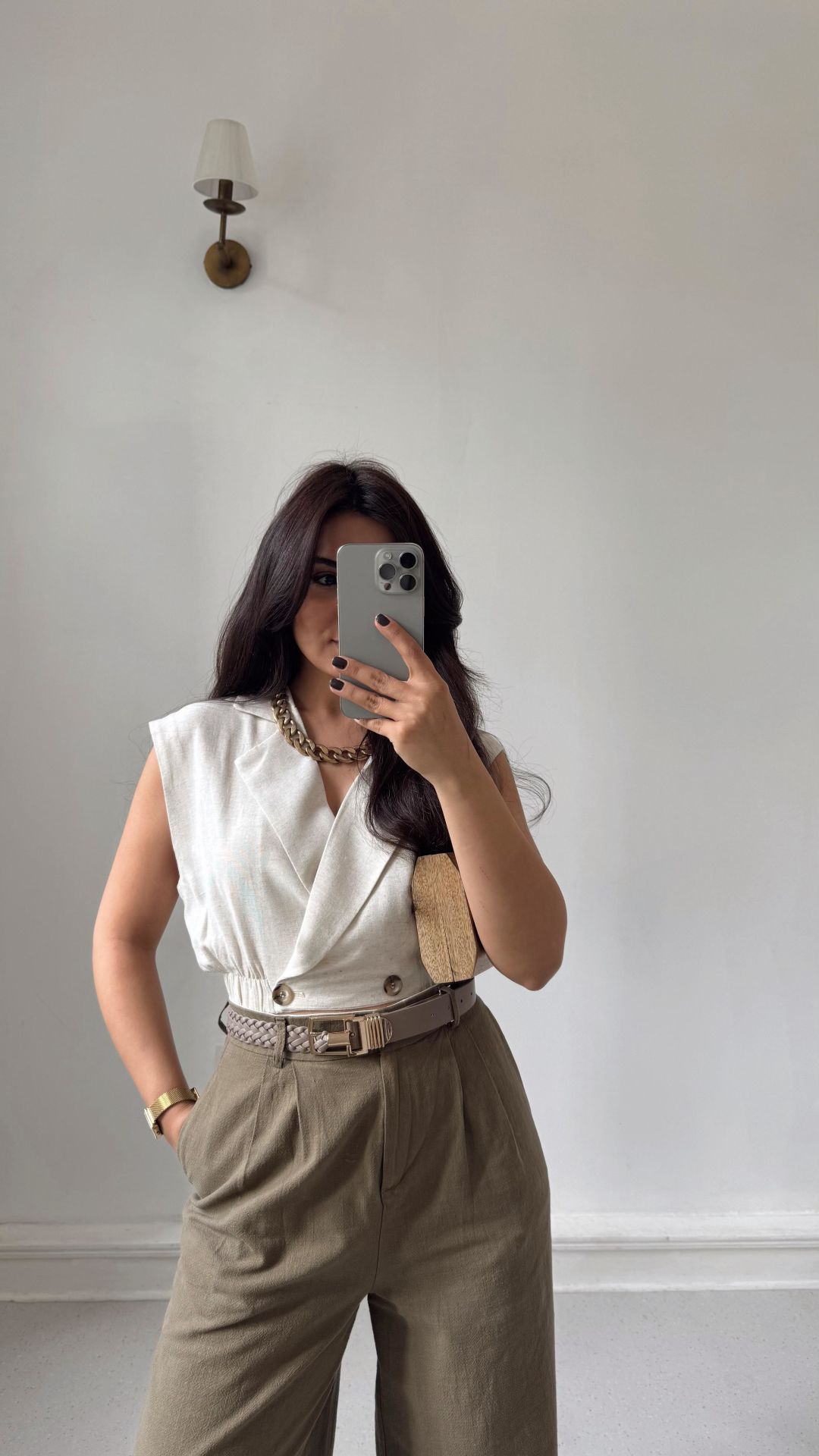 Gömlek Yaka Keten Bluz