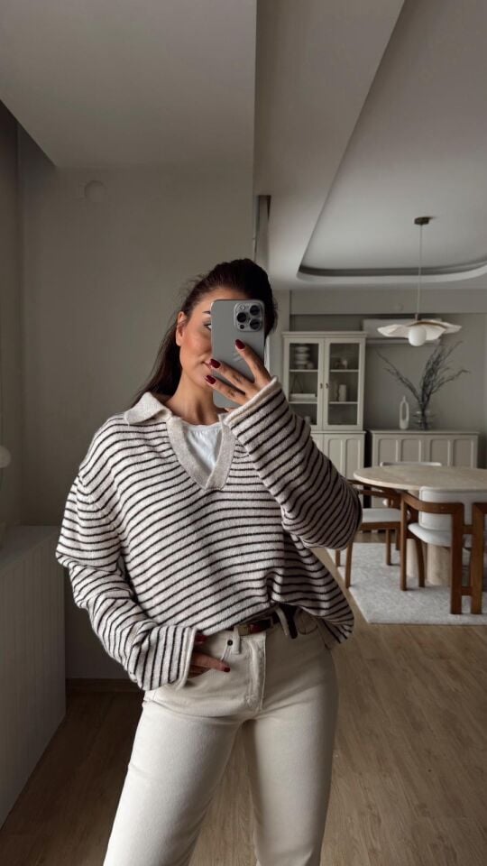 Polo Çizgili Kazak Taş