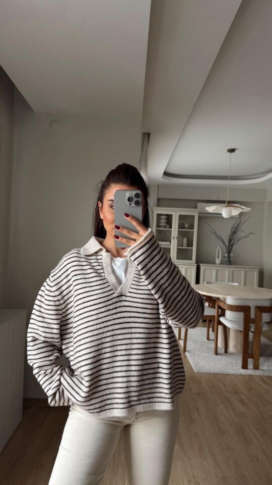 Polo Çizgili Kazak Taş