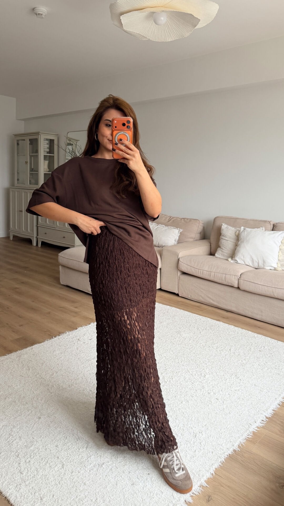 Güpürlü Kahve Etek