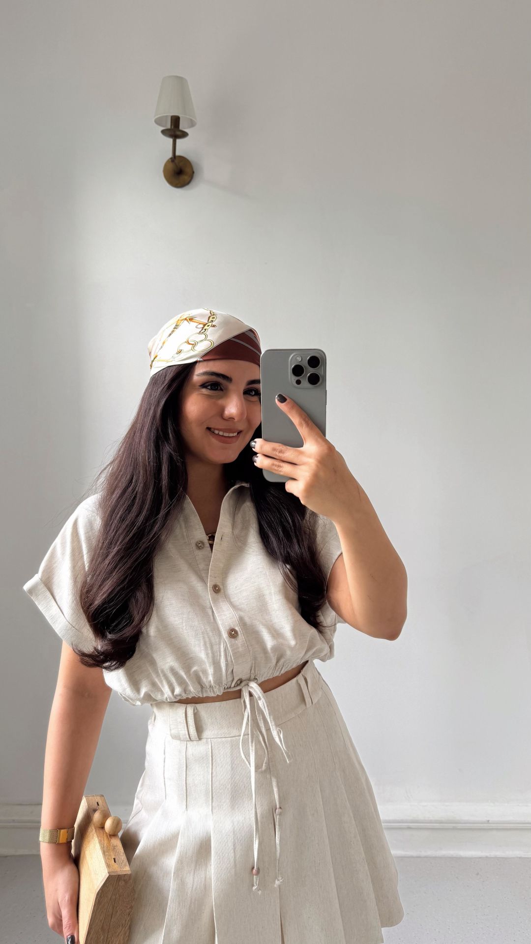 Büzgülü Keten Crop Gömlek