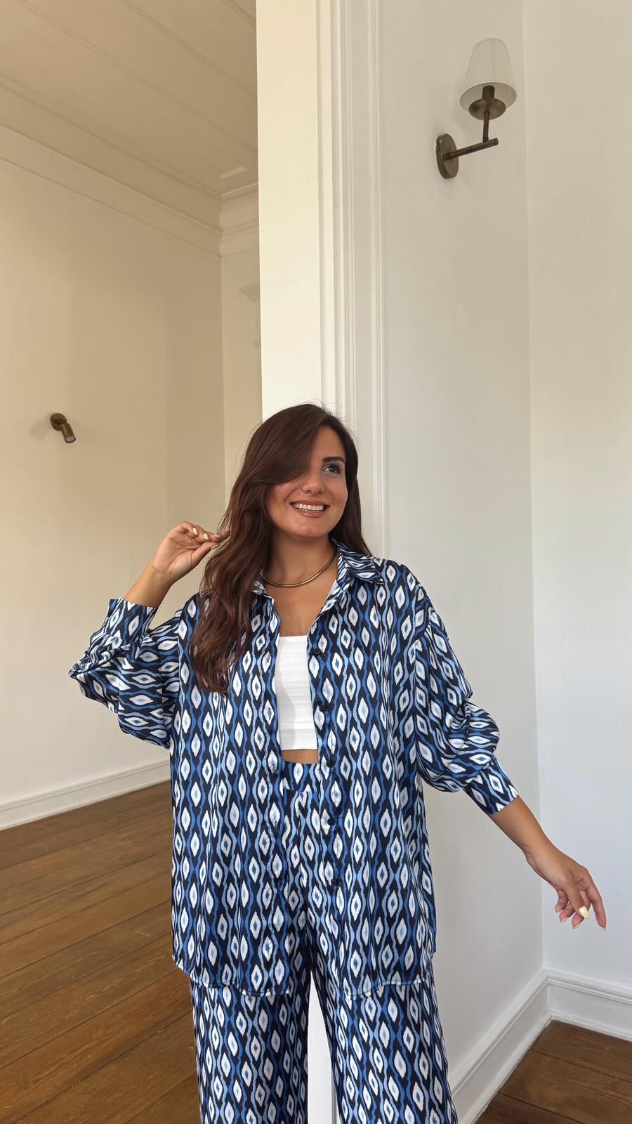 Desenli Saten Gömlek Laci