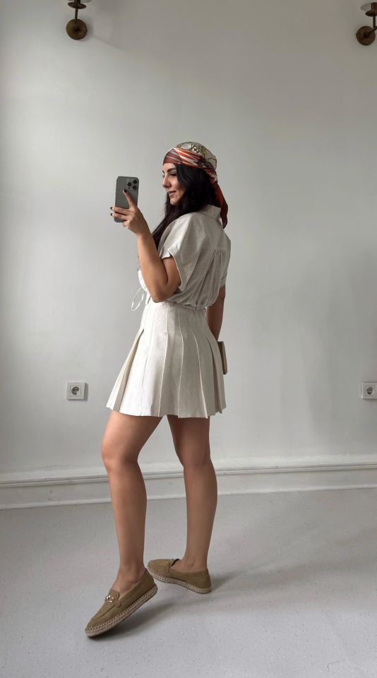 Pileli Keten Etek