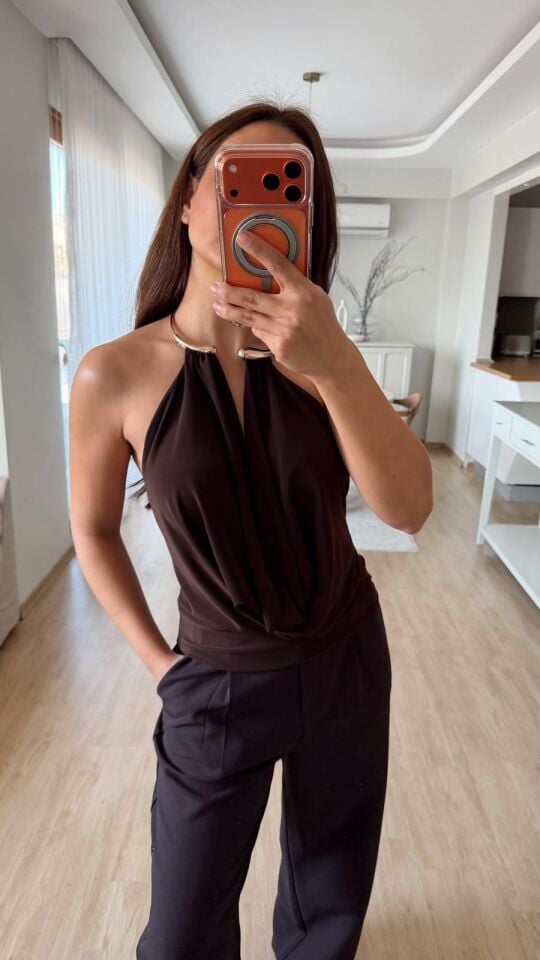 Jarse Aksesuarlı Bluz A.Kahve