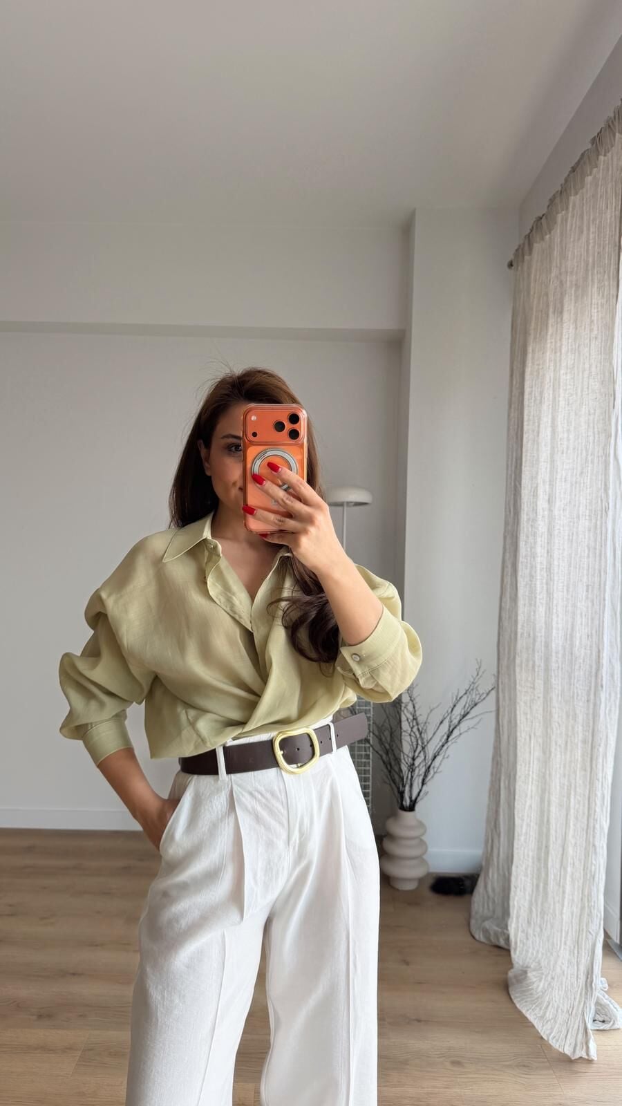 Adaçayı Transparan Gömlek