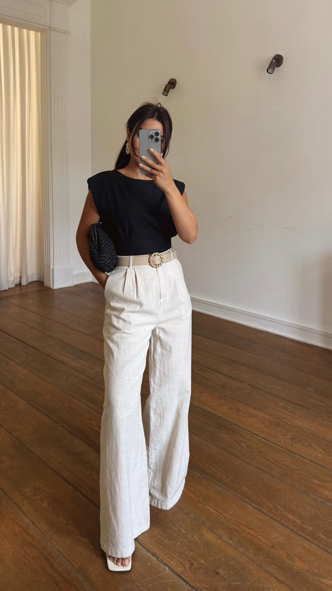 Dokulu Kumaş Pantolon Bej