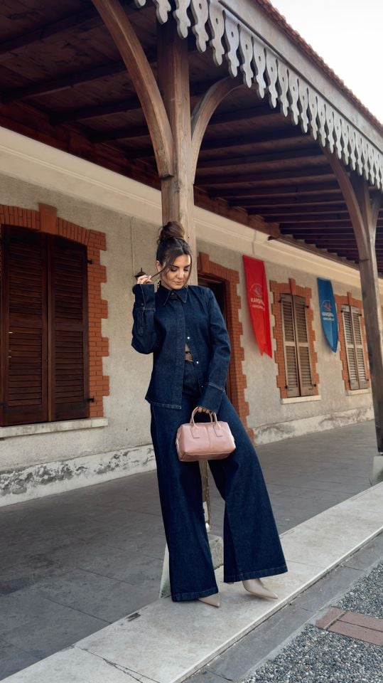 Vatkalı Gömlek Denim Takım