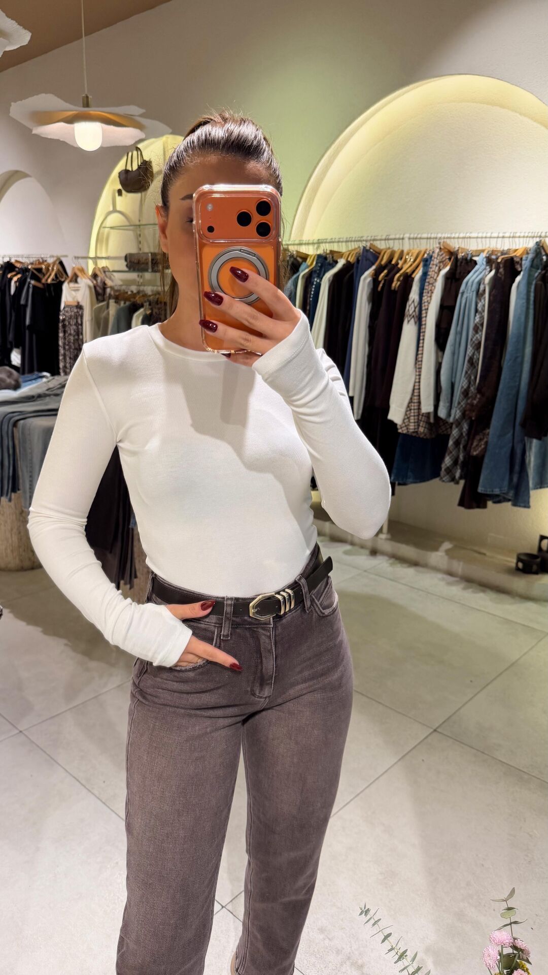 Parmak Geçmeli Body Ekru