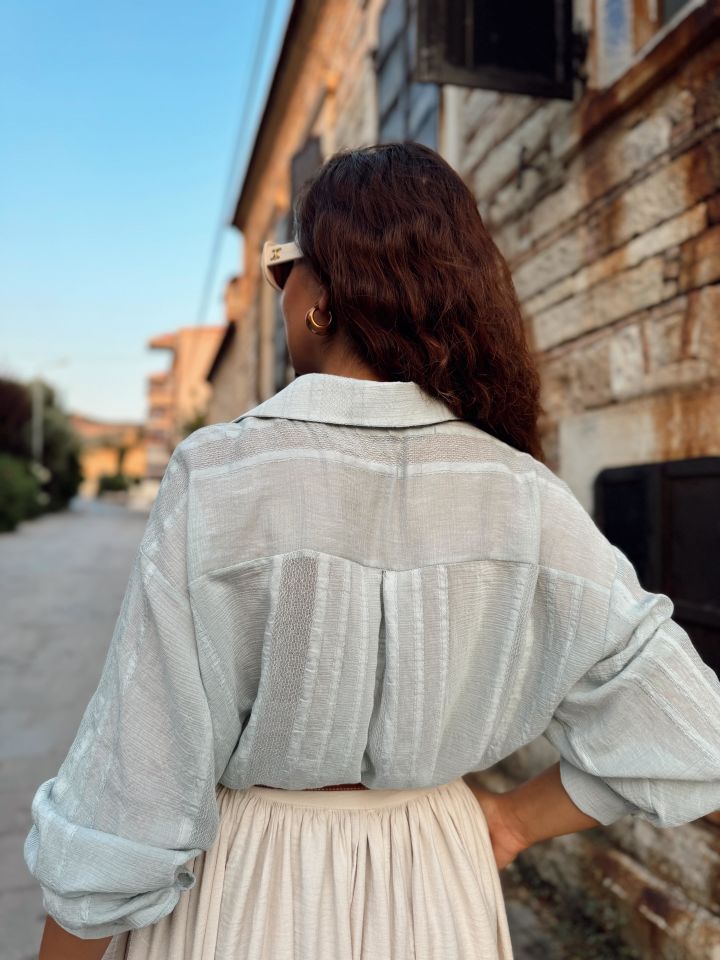 Transparan Gömlek Mavi