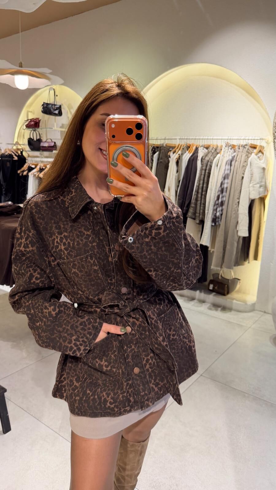 Leopar Kuşaklı Ceket