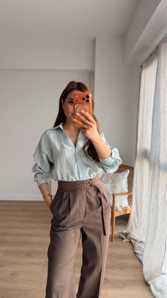 Transparan Gömlek Mavi