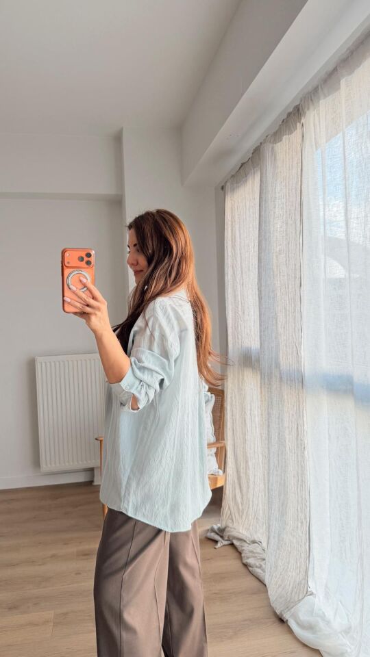 Transparan Gömlek Mavi