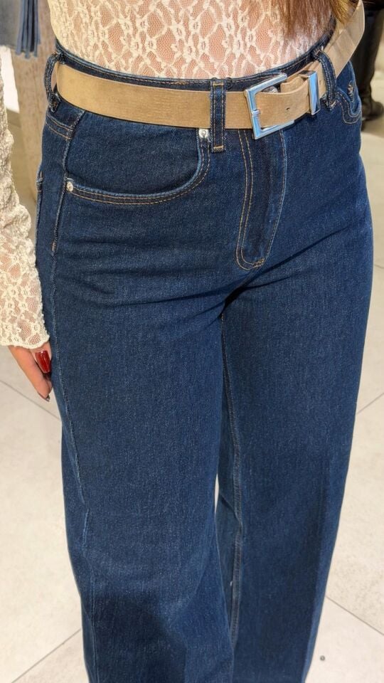 High Rise Wide Leg Jean Lacivert