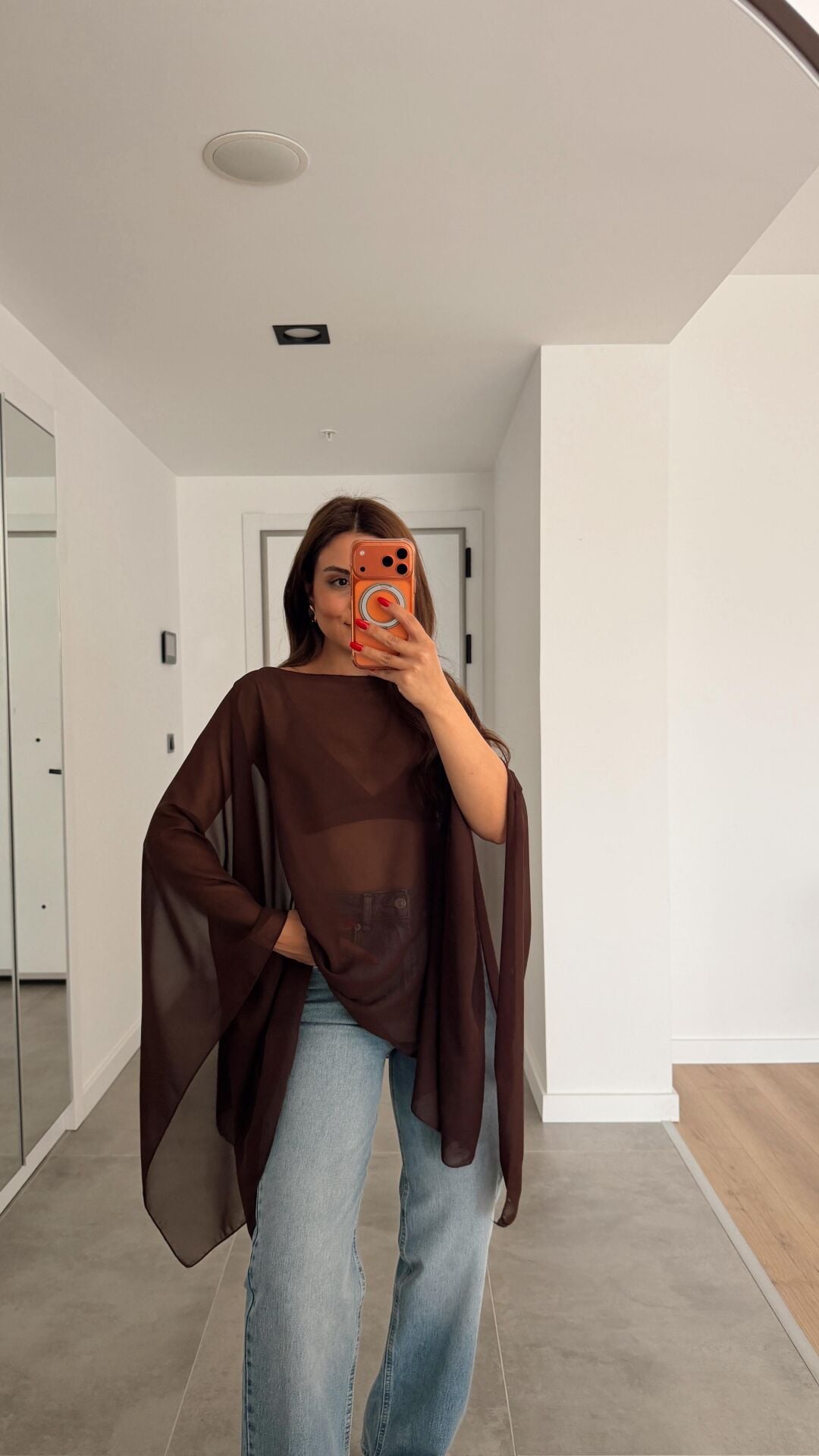 Transparan Pelerin Açık Kahve