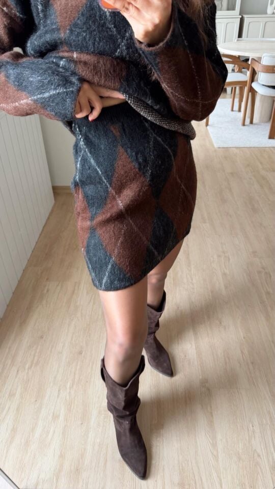 Baklava Etek Takım Siyah