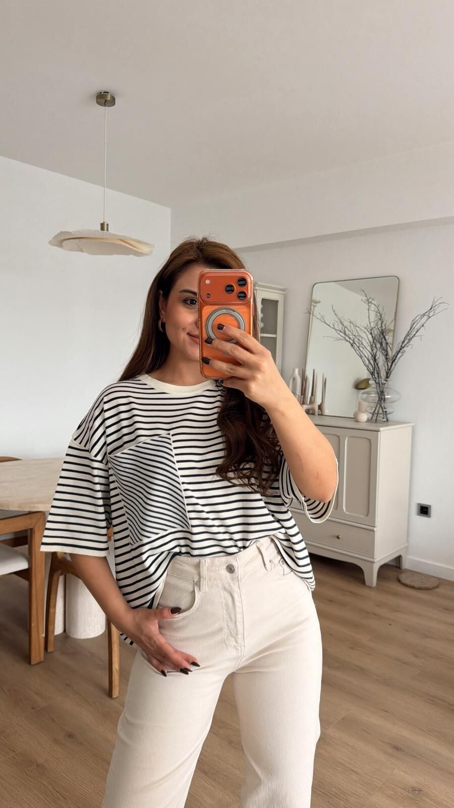 Çizgili Kısa Kol Triko Laci