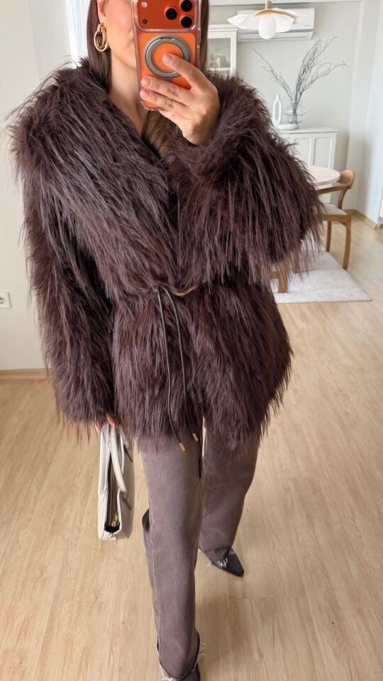 Deri Kemer Kahve Kürk