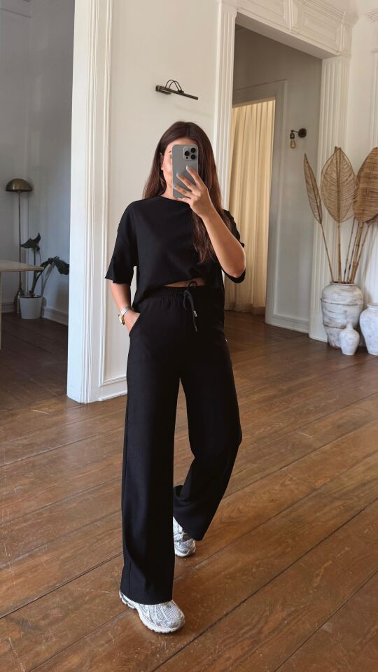 Elastane Takım Siyah