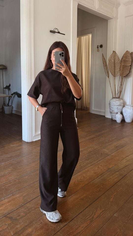 Elastane Takım Kahve