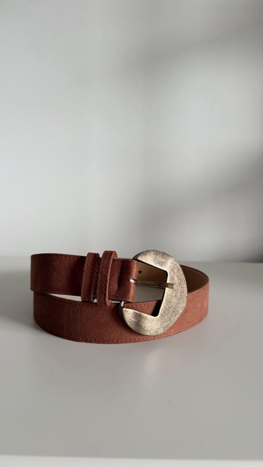 Süet Bronz Toka Kemer Taba