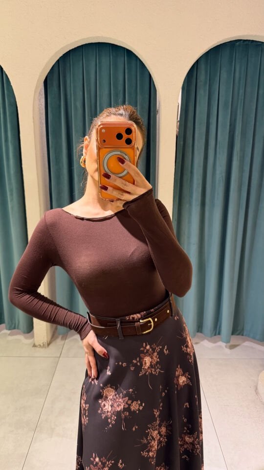 Transparan Kahve Bluz