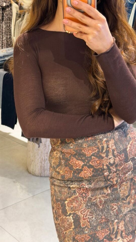 Transparan Kahve Bluz