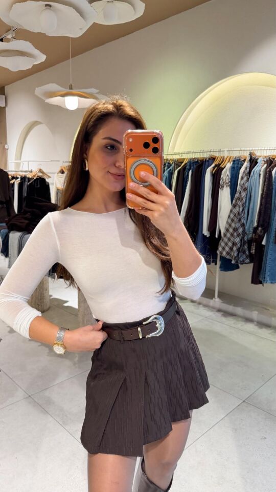 Transparan Ekru Bluz