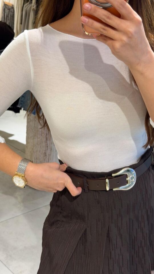 Transparan Ekru Bluz