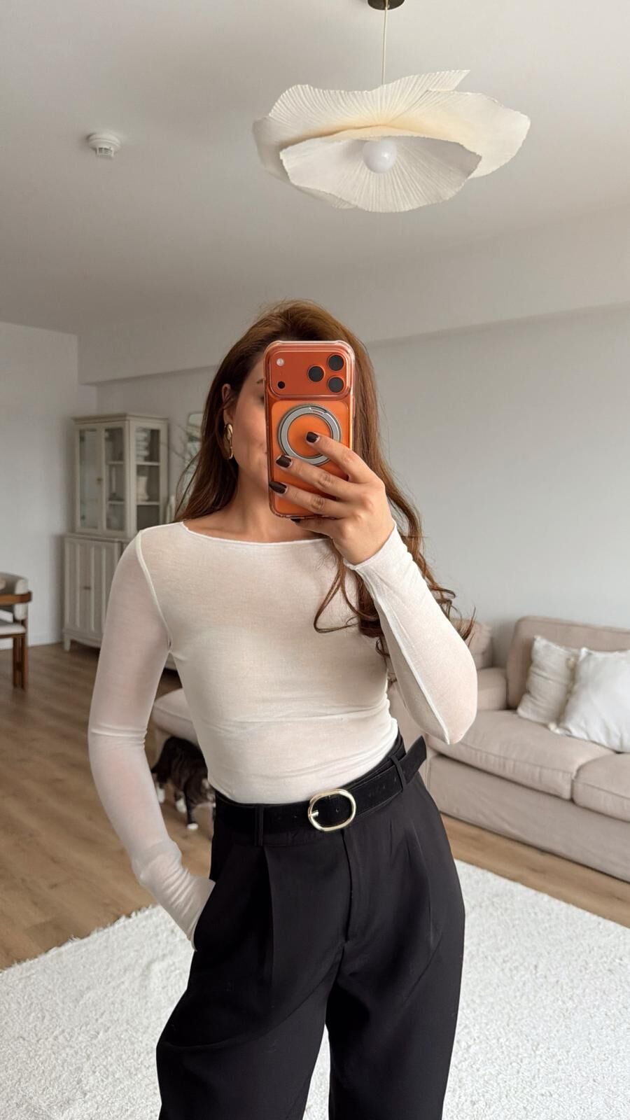 Transparan Ekru Bluz