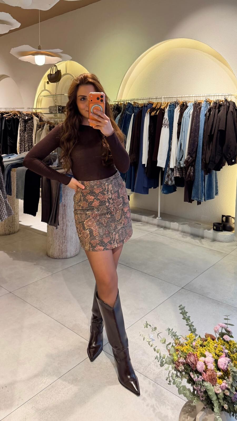 Desenli Mini Kot Etek