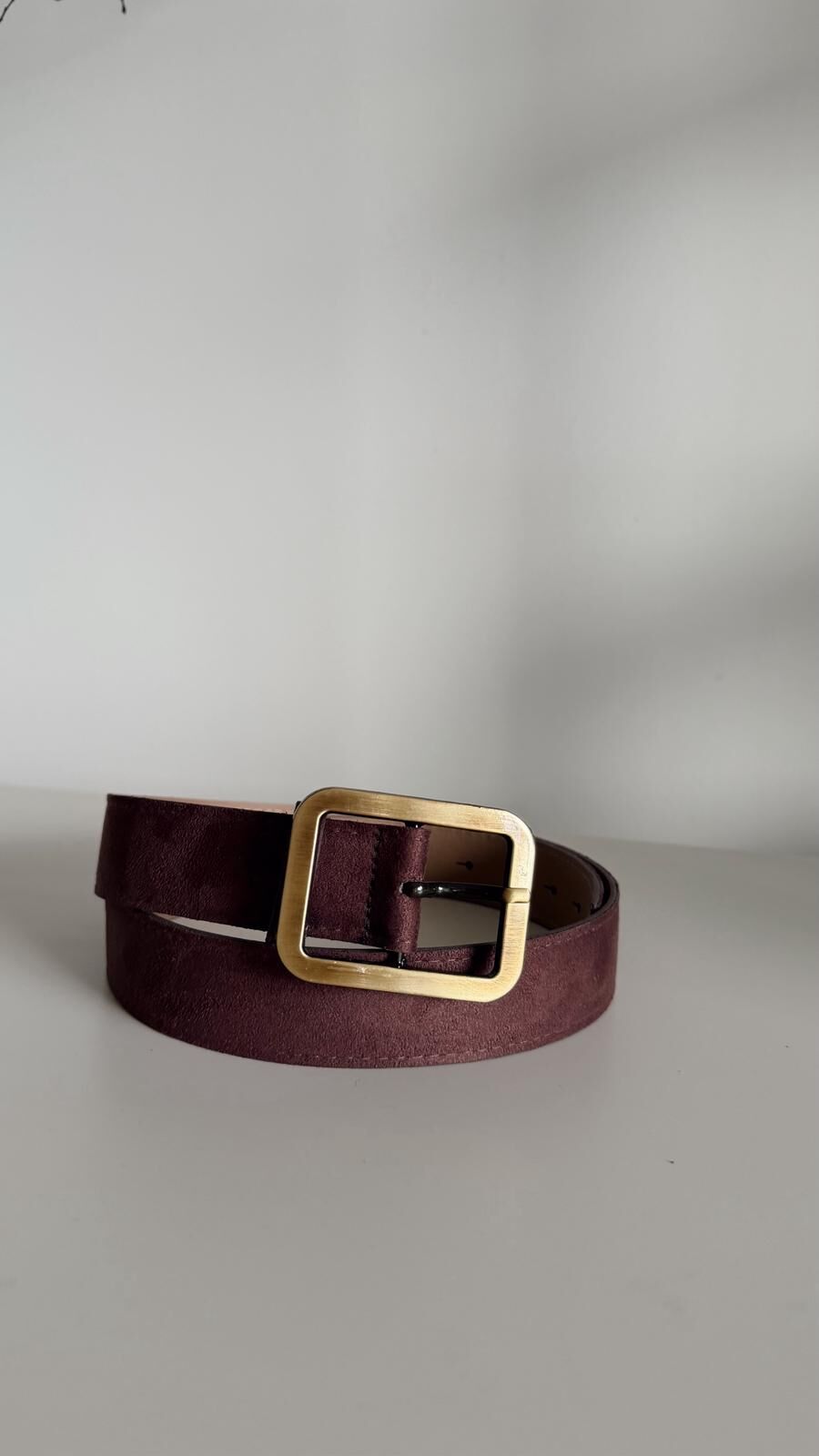 Süet Kare Toka Kemer Kahve