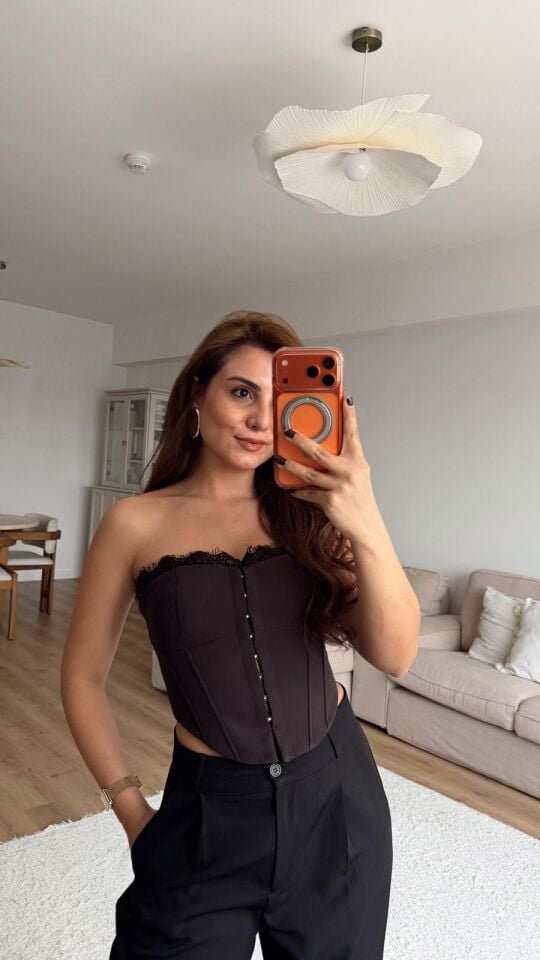 Dantel Detay Büstiyer Kahve