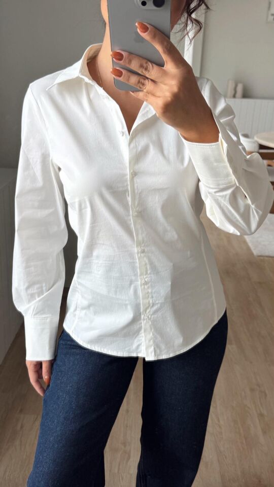 Ekru Strecth Gömlek