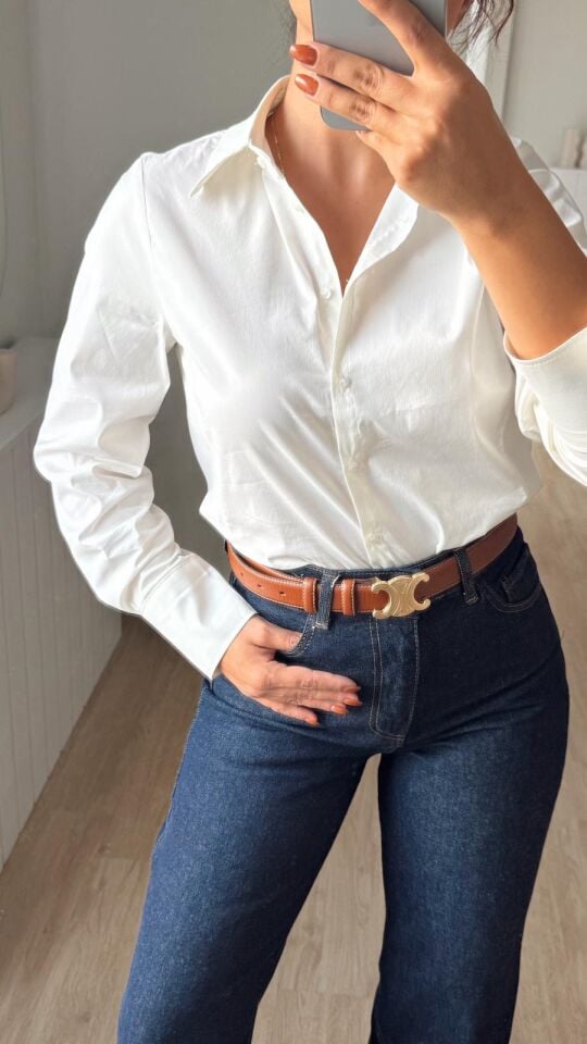 Ekru Strecth Gömlek