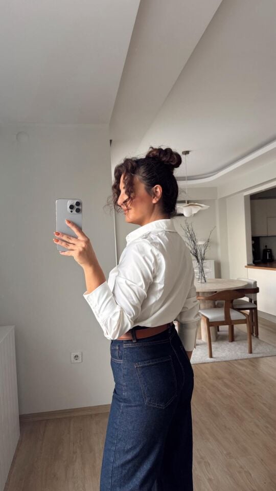 Ekru Strecth Gömlek