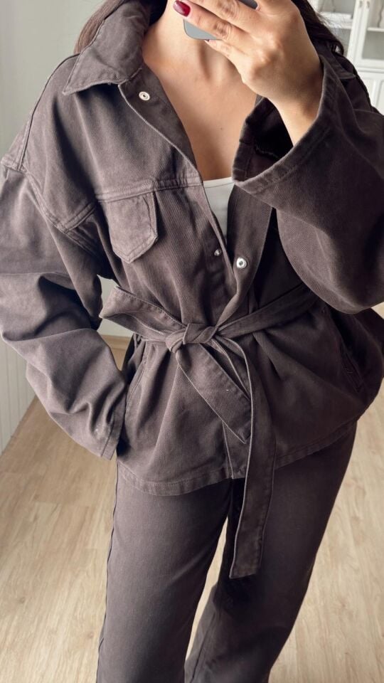 Terra Kahve Kuşaklı Ceket