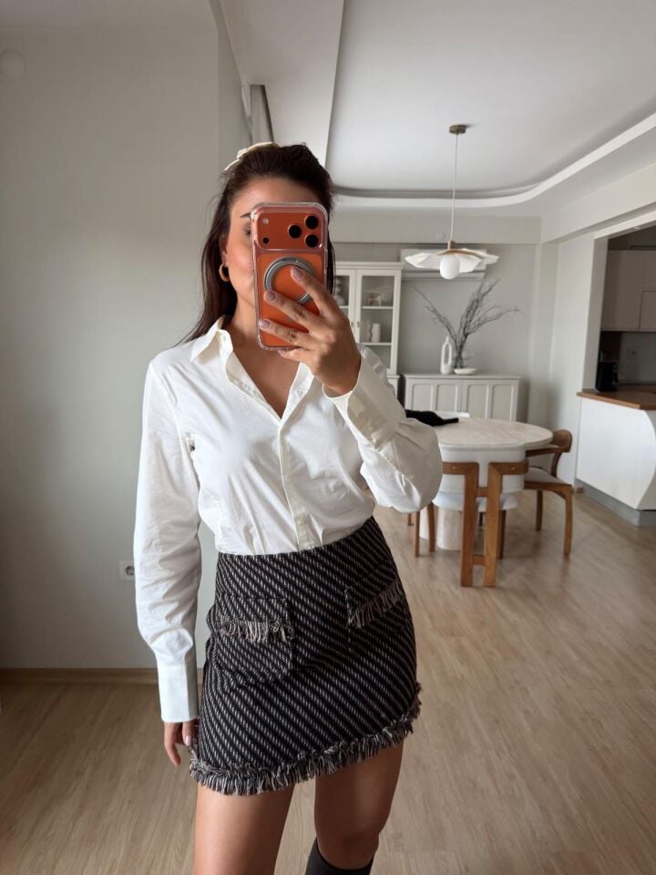 Ekru Strecth Gömlek