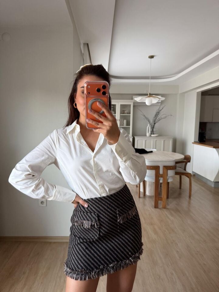 Ekru Strecth Gömlek