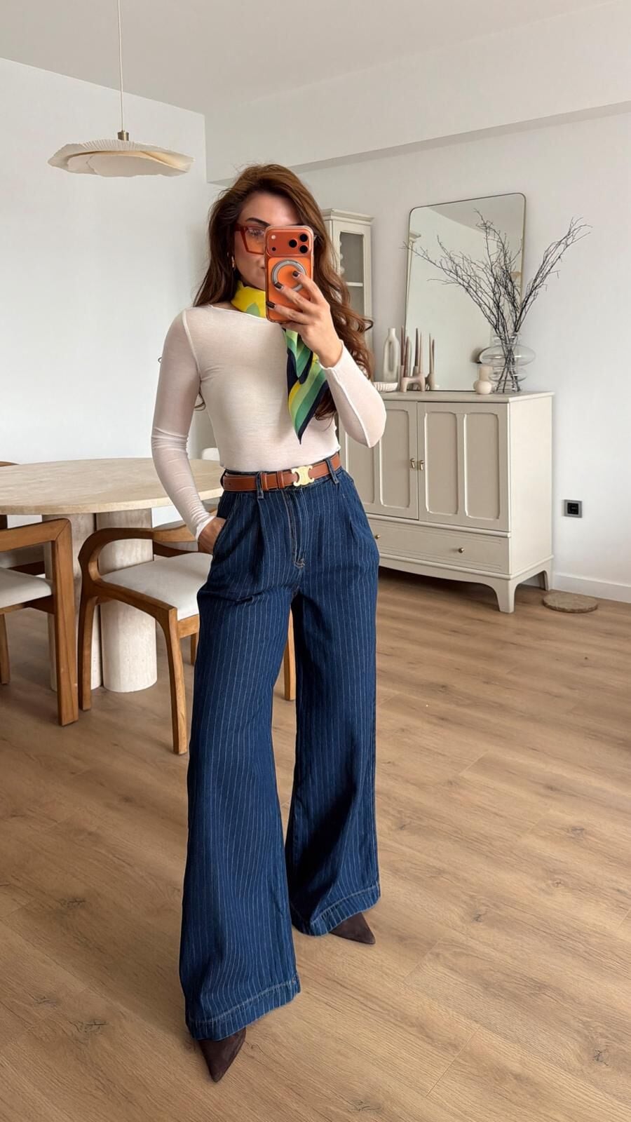 Çizgili Lacivert Jean