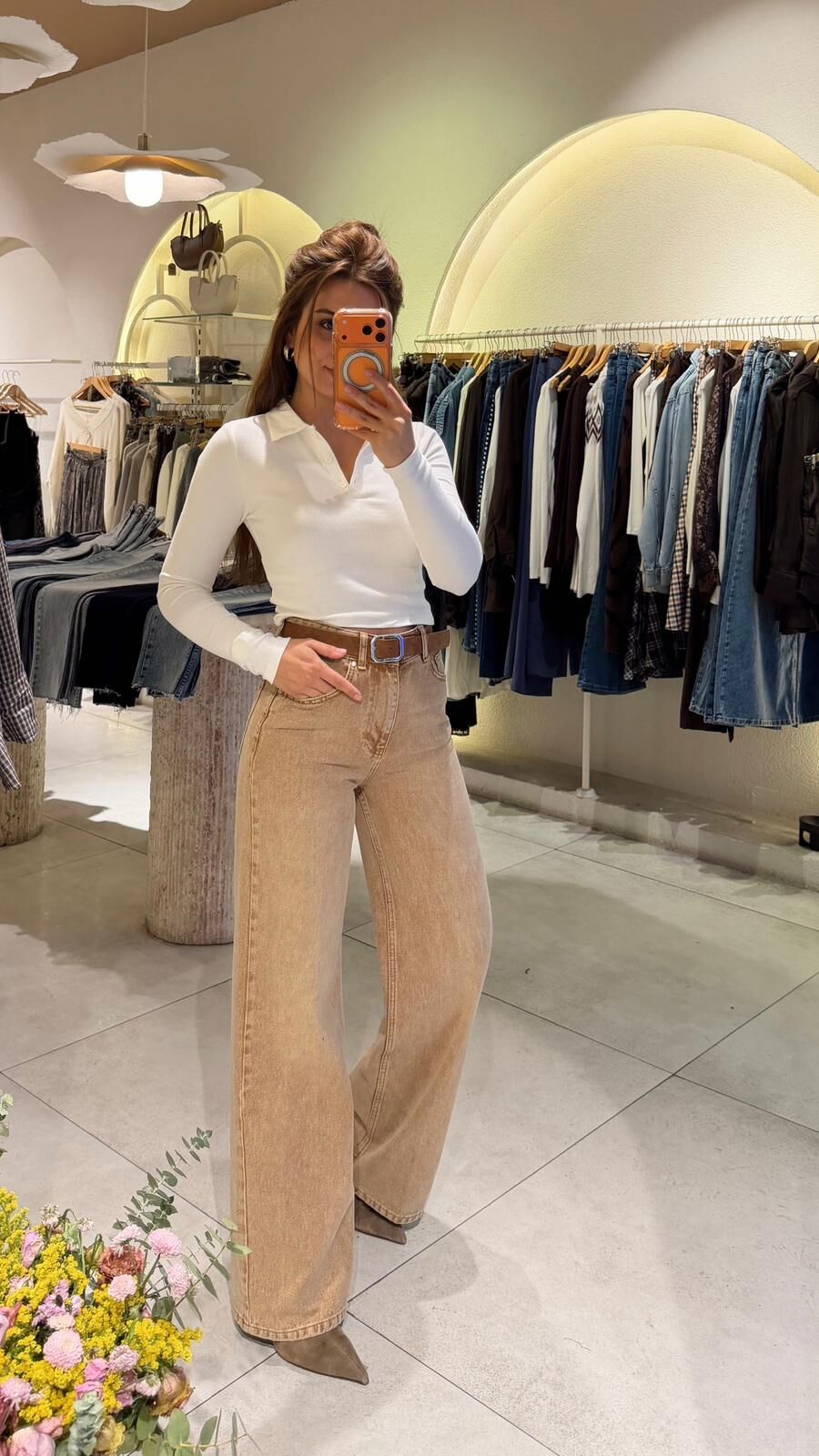 High Rise Wide Leg Caramel